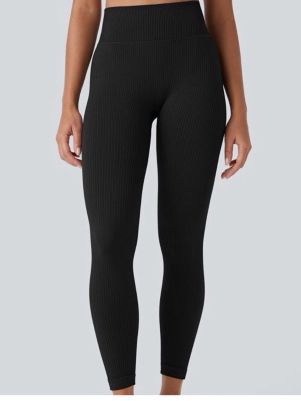 Halara Black Leggings High-Waist Ribbed MSRP $53.95